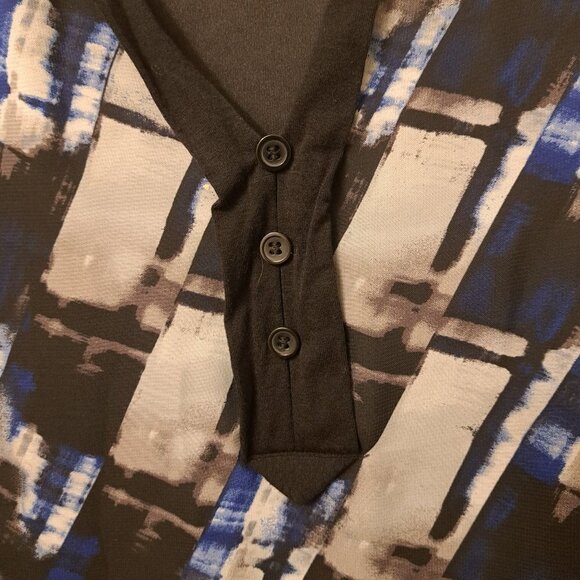 AB Studio Black and Blue Blouse Size Medium - Picture 3 of 3